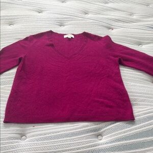 Nordstrom Women's Cashmere V-Neck Sweater - Magenta